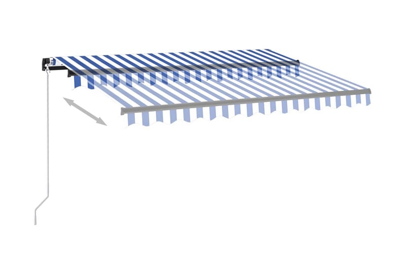 Markis manuellt infällbar med LED 350x250 cm blå och vit - Blå - Balkongmarkis - Markiser - Terrassmarkis