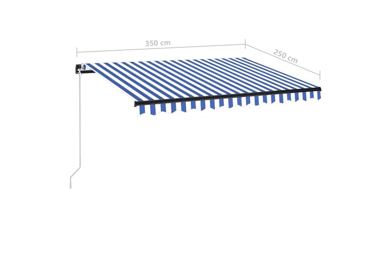 Markis manuellt infällbar med LED 350x250 cm blå och vit - Blå - Balkongmarkis - Markiser - Terrassmarkis