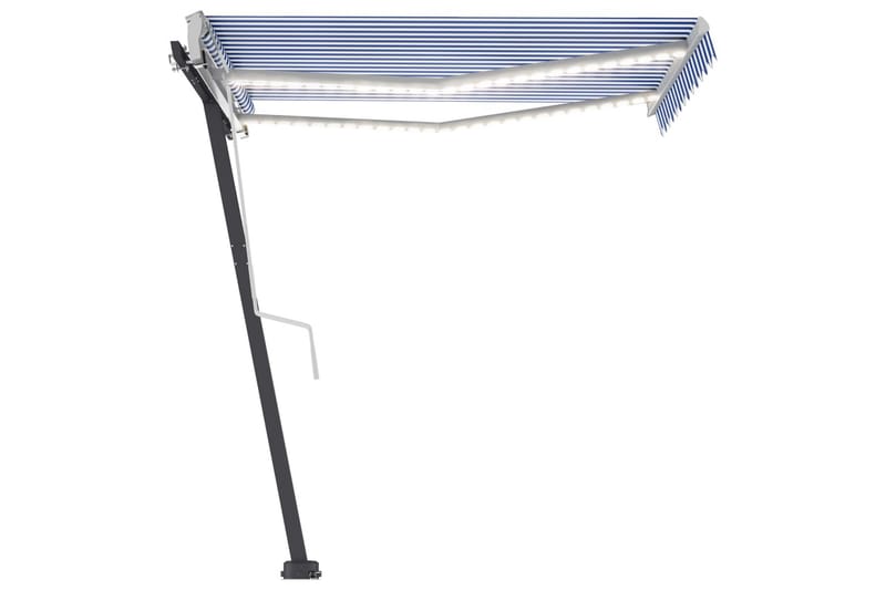 Markis manuellt infällbar med LED 350x250 cm blå och vit - Blå - Utemöbler - Solskydd - Markiser - Fönstermarkis