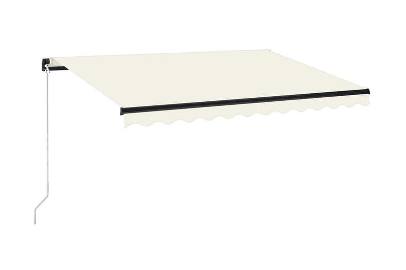 Markis manuellt infällbar med LED 350x250 cm gräddvit - Vit - Utemöbler - Solskydd - Markiser - Balkongmarkis