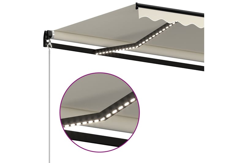 Markis manuellt infällbar med LED 350x250 cm gräddvit - Vit - Utemöbler - Solskydd - Markiser - Balkongmarkis