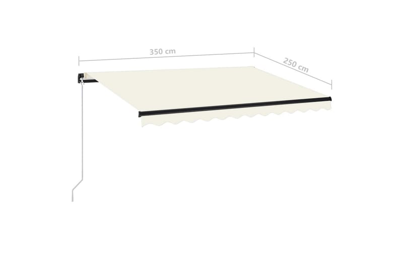 Markis manuellt infällbar med LED 350x250 cm gräddvit - Vit - Utemöbler - Solskydd - Markiser - Balkongmarkis