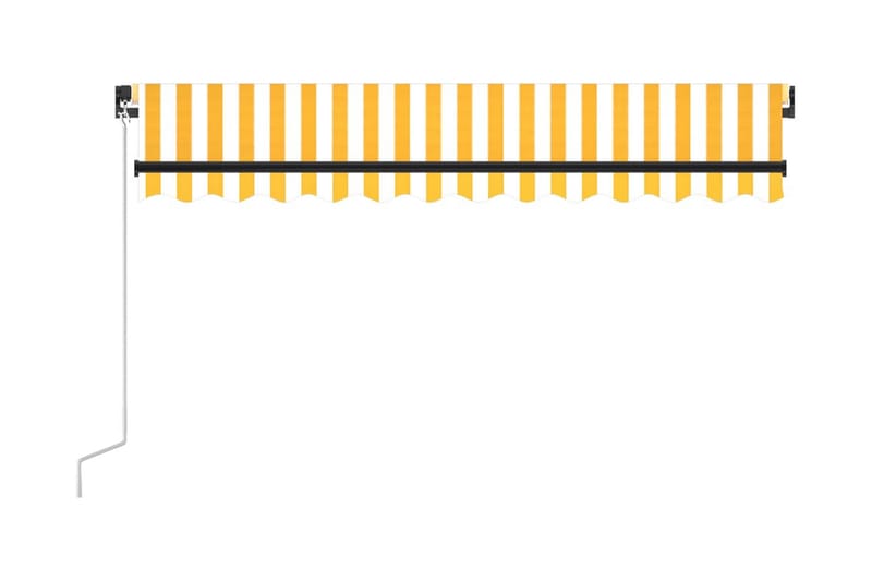 Markis manuellt infällbar med LED 350x250 cm gul och vit - Gul - Utemöbler - Solskydd - Markiser - Balkongmarkis