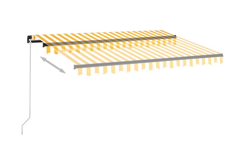 Markis manuellt infällbar med LED 350x250 cm gul och vit - Gul - Utemöbler - Solskydd - Markiser - Balkongmarkis