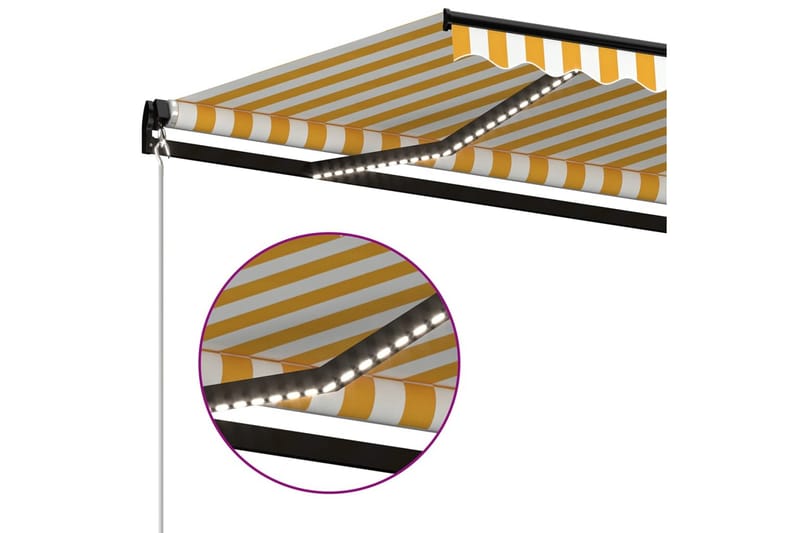 Markis manuellt infällbar med LED 350x250 cm gul och vit - Gul - Utemöbler - Solskydd - Markiser - Balkongmarkis