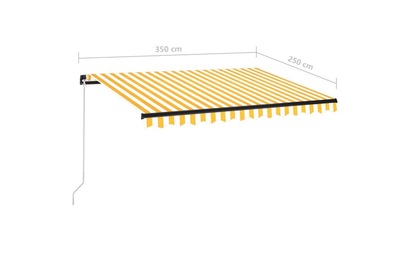 Markis manuellt infällbar med LED 350x250 cm gul och vit - Gul - Balkongmarkis - Markiser - Terrassmarkis