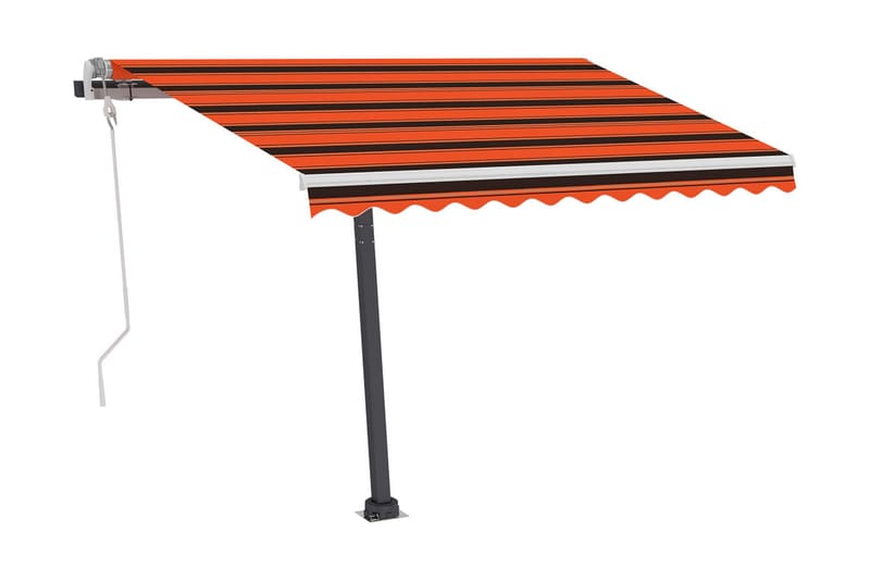 Markis manuellt infällbar med LED 350x250 cm orange och brun - Orange - Fönstermarkis - Markiser - Solskydd fönster