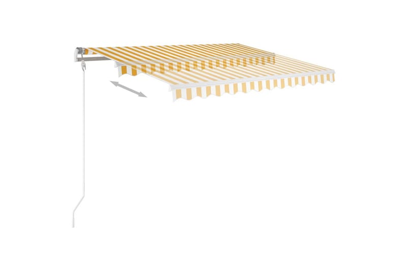 Markis manuellt infällbar med LED 3x2,5 m gul och vit - Gul - Utemöbler - Solskydd - Markiser - Balkongmarkis