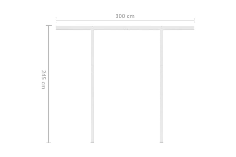 Markis manuellt infällbar med LED 3x2,5 m gul och vit - Gul - Balkongmarkis - Markiser - Terrassmarkis