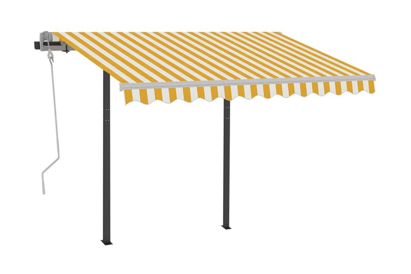 Markis manuellt infällbar med LED 3x2,5 m gul och vit - Gul - Balkongmarkis - Markiser - Terrassmarkis