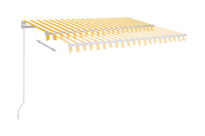 Markis manuellt infällbar med LED 3x2,5 m gul och vit - Gul - Utemöbler - Solskydd - Markiser - Balkongmarkis