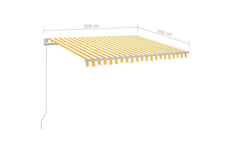 Markis manuellt infällbar med LED 3x2,5 m gul och vit - Gul - Utemöbler - Solskydd - Markiser - Balkongmarkis