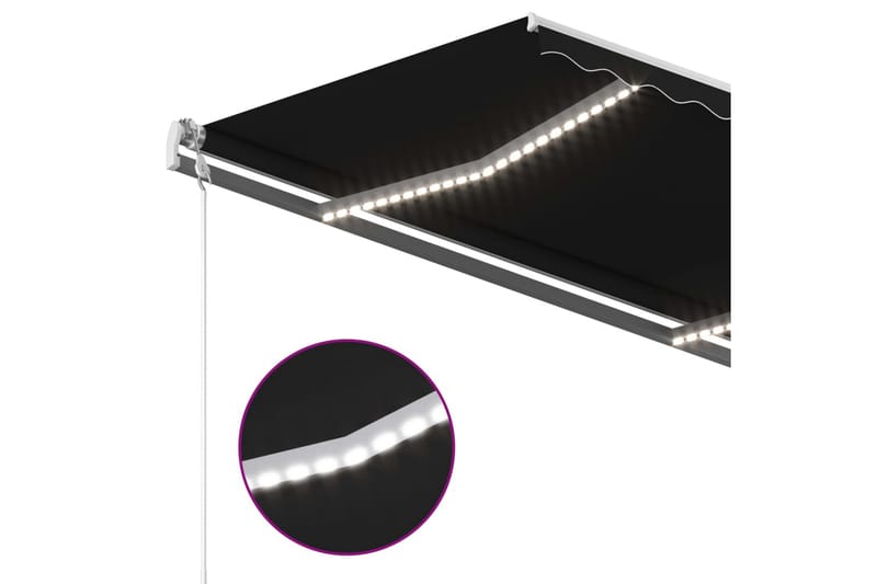 Markis manuellt infällbar med LED 4,5x3,5 m antracit - Grå - Utemöbler - Solskydd - Markiser - Balkongmarkis