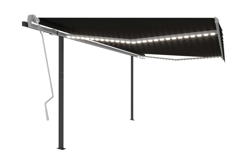 Markis manuellt infällbar med LED 4,5x3,5 m antracit - Grå - Balkongmarkis - Markiser - Terrassmarkis