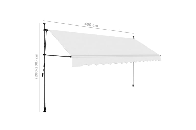 Markis manuellt infällbar med LED 400 cm gräddvit - Vit - Fönstermarkis - Markiser