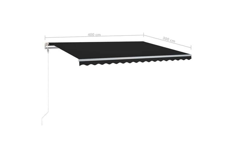 Markis manuellt infällbar med LED 400x300 cm antracit - Grå - Utemöbler - Solskydd - Markiser - Balkongmarkis