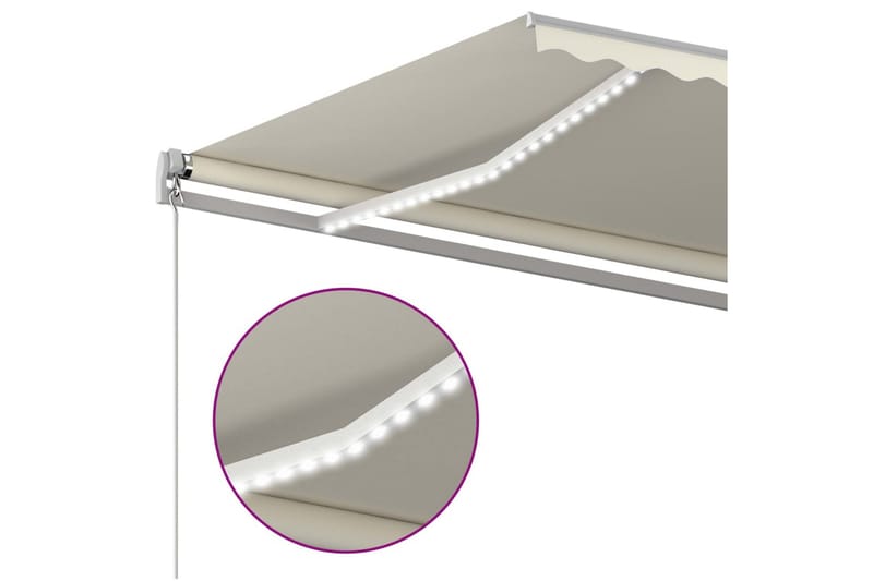 Markis manuellt infällbar med LED 400x300 cm gräddvit - Vit - Balkongmarkis - Markiser - Terrassmarkis