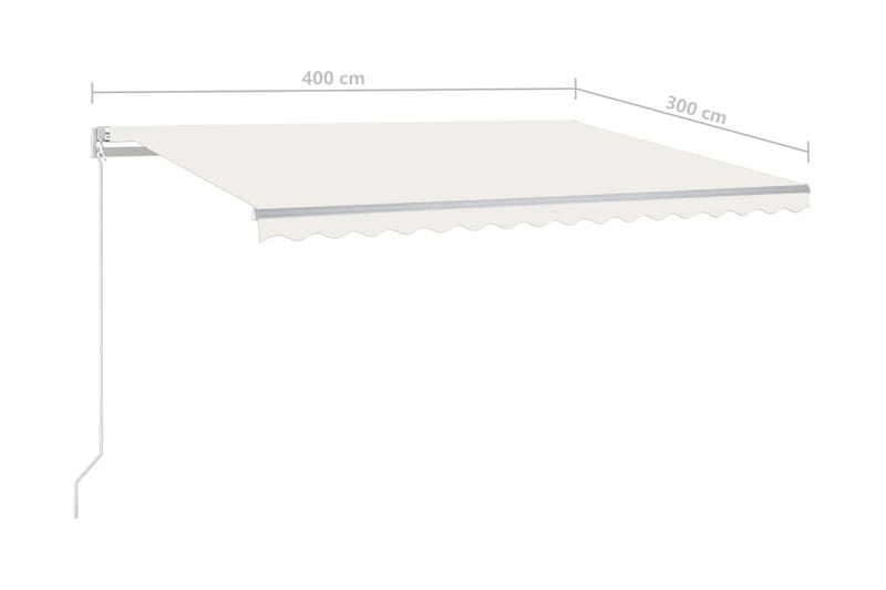 Markis manuellt infällbar med LED 400x300 cm gräddvit - Vit - Utemöbler - Solskydd - Markiser - Balkongmarkis