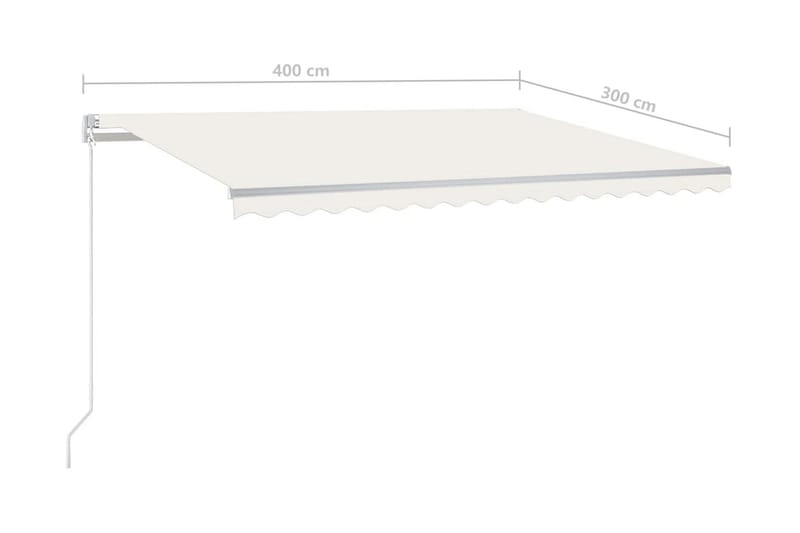 Markis manuellt infällbar med LED 400x300 cm gräddvit - Vit - Balkongmarkis - Markiser - Terrassmarkis