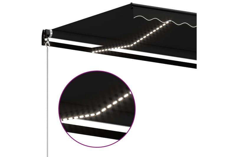 Markis manuellt infällbar med LED 400x350 cm antracit - Grå - Utemöbler - Solskydd - Markiser - Balkongmarkis