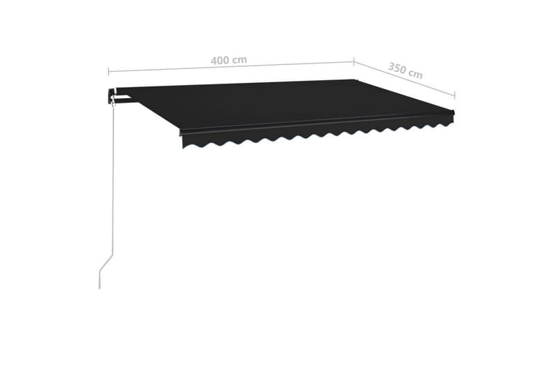 Markis manuellt infällbar med LED 400x350 cm antracit - Grå - Utemöbler - Solskydd - Markiser - Balkongmarkis