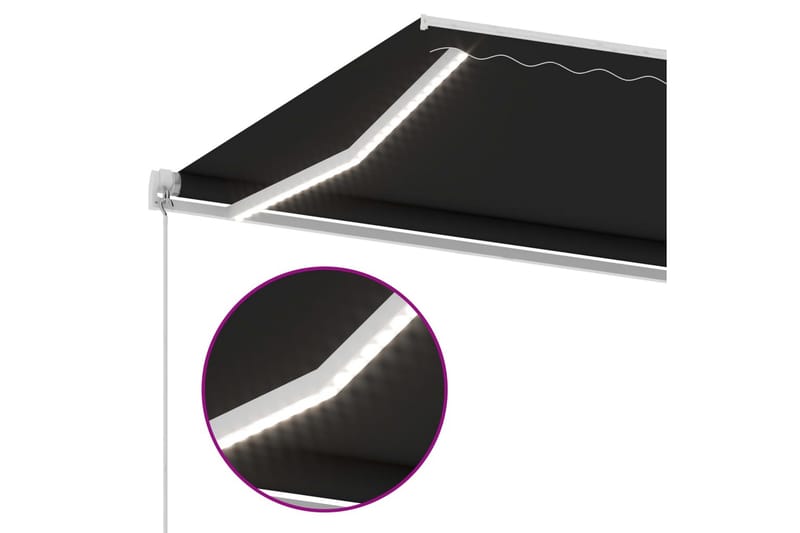 Markis manuellt infällbar med LED 400x350 cm antracit - Grå - Fönstermarkis - Markiser - Solskydd fönster