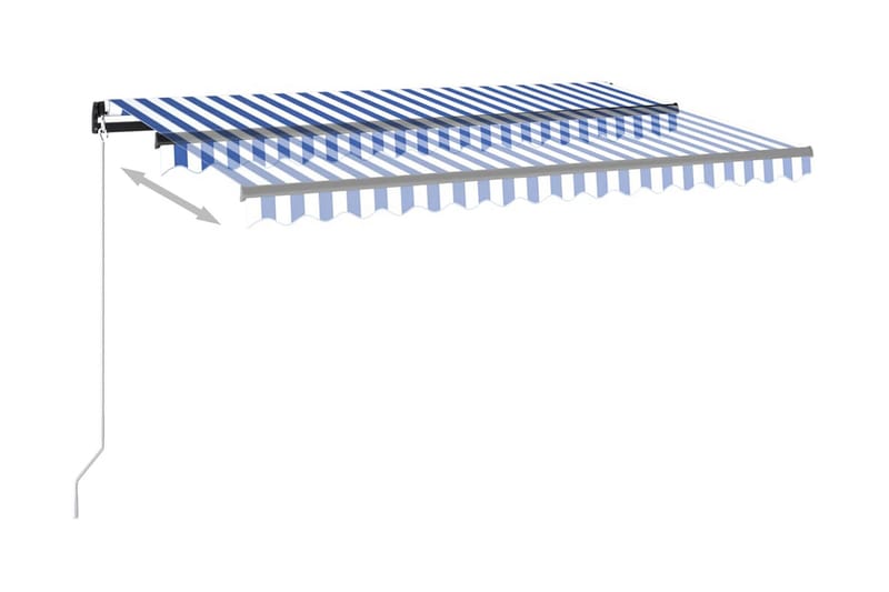 Markis manuellt infällbar med LED 400x350 cm blå och vit - Blå - Balkongmarkis - Markiser - Terrassmarkis