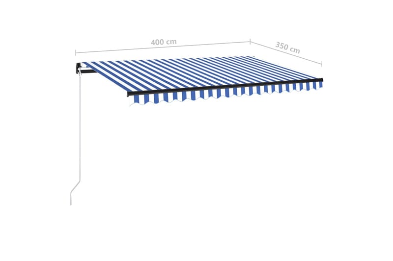 Markis manuellt infällbar med LED 400x350 cm blå och vit - Blå - Balkongmarkis - Markiser - Terrassmarkis