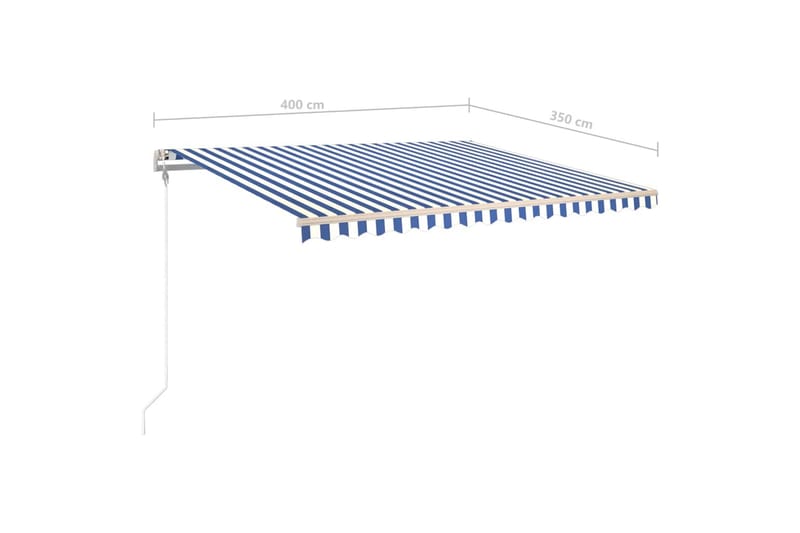 Markis manuellt infällbar med LED 400x350 cm blå och vit - Blå - Fönstermarkis - Markiser