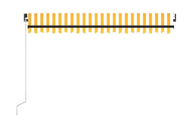 Markis manuellt infällbar med LED 400x350 cm gul och vit - Gul - Balkongmarkis - Markiser - Terrassmarkis