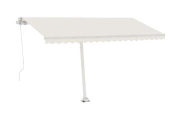 Markis manuellt infällbar med LED 450x300 cm gräddvit