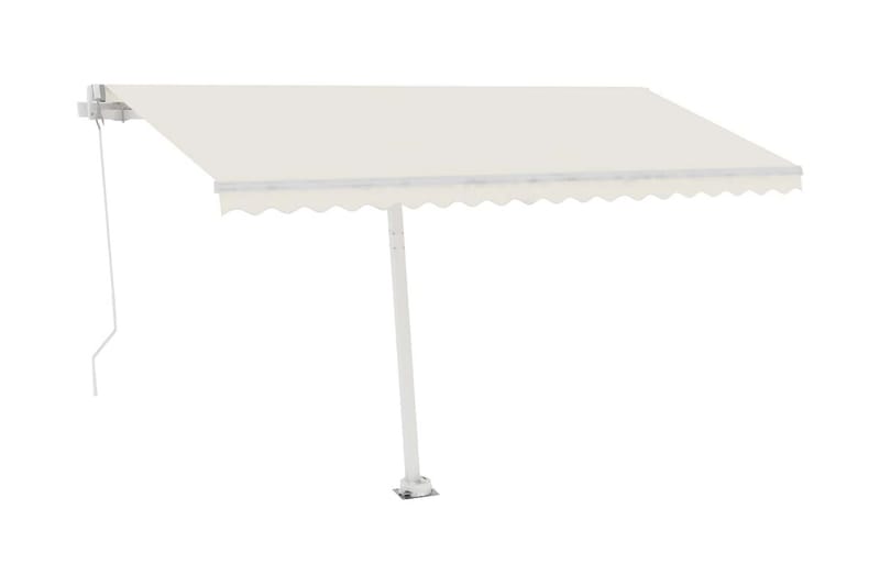 Markis manuellt infällbar med LED 450x300 cm gräddvit - Vit - Utemöbler - Solskydd - Markiser - Balkongmarkis