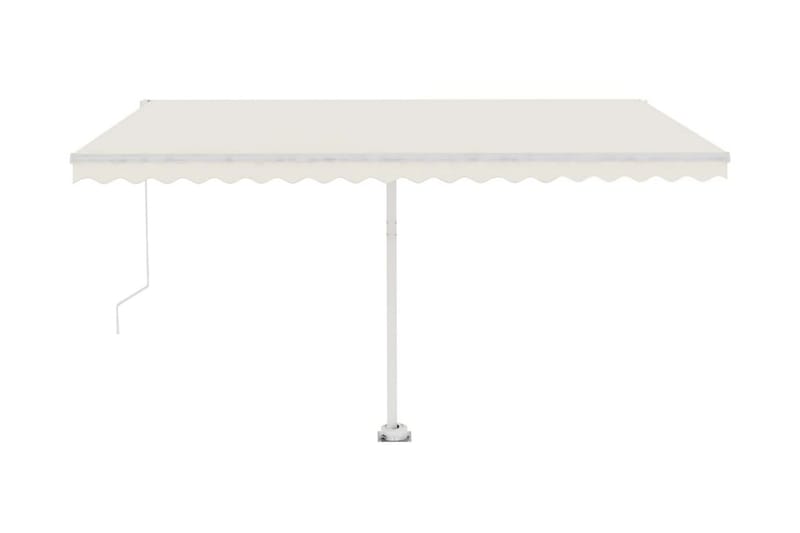 Markis manuellt infällbar med LED 450x300 cm gräddvit - Vit - Utemöbler - Solskydd - Markiser - Balkongmarkis