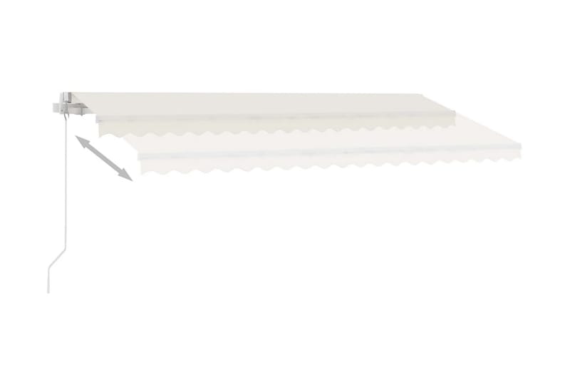 Markis manuellt infällbar med LED 450x300 cm gräddvit - Vit - Utemöbler - Solskydd - Markiser - Balkongmarkis