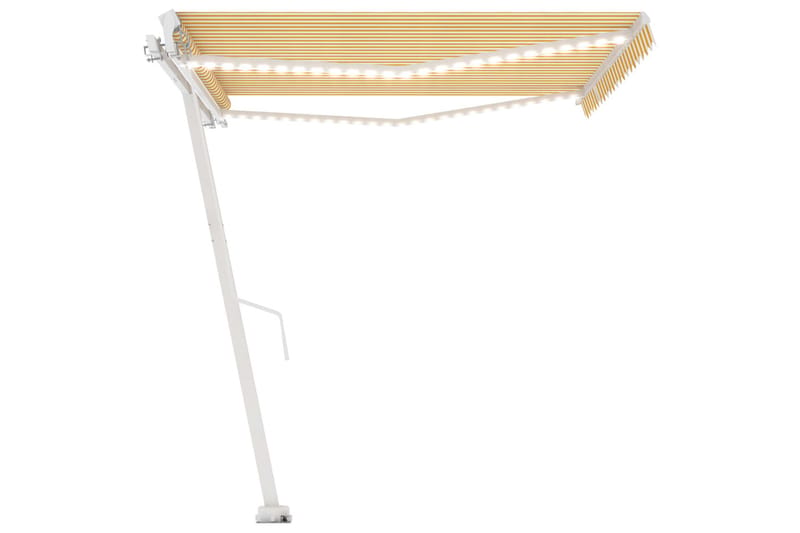 Markis manuellt infällbar med LED 450x300 cm gul och vit - Gul - Utemöbler - Solskydd - Markiser - Balkongmarkis
