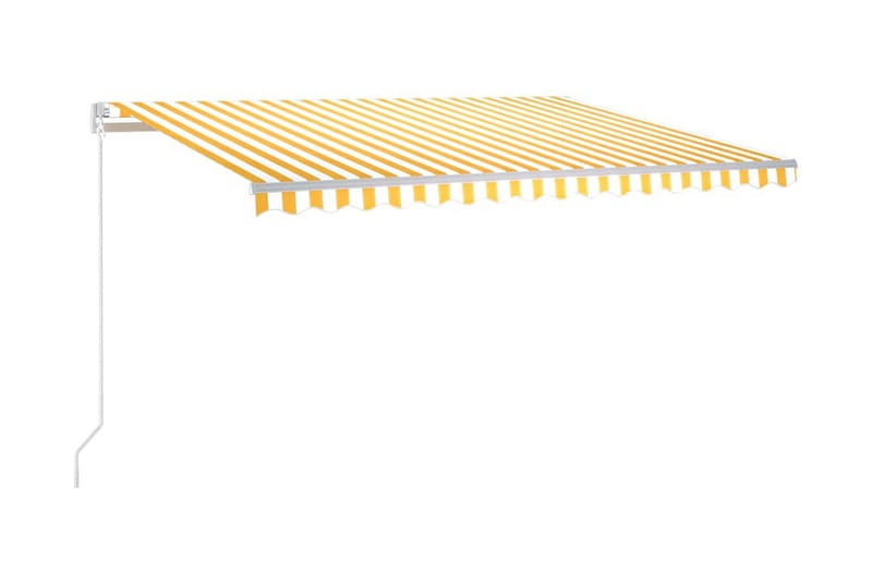 Markis manuellt infällbar med LED 450x300 cm gul och vit - Gul - Utemöbler - Solskydd - Markiser - Balkongmarkis