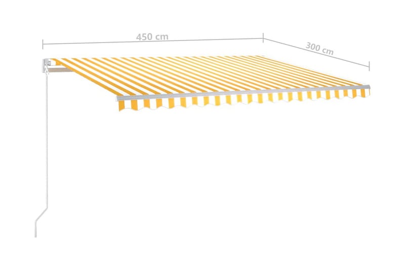 Markis manuellt infällbar med LED 450x300 cm gul och vit - Gul - Utemöbler - Solskydd - Markiser - Balkongmarkis