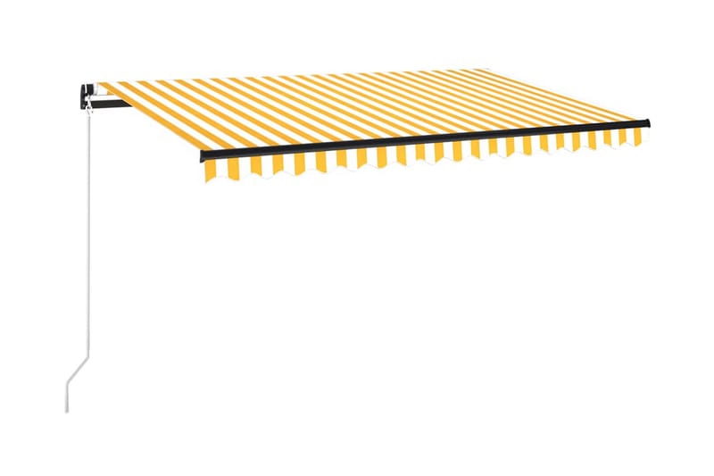 Markis manuellt infällbar med LED 450x300 cm gul och vit - Gul - Terrassmarkis - Markiser - Balkongmarkis