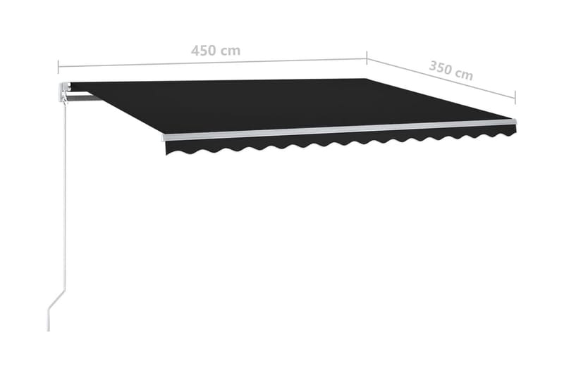 Markis manuellt infällbar med LED 450x350 cm antracit - Grå - Utemöbler - Solskydd - Markiser - Balkongmarkis