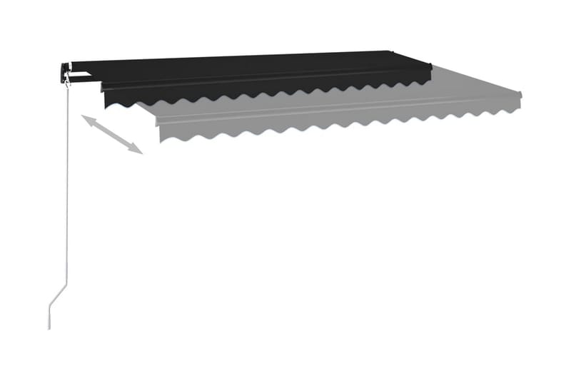 Markis manuellt infällbar med LED 450x350 cm antracit - Grå - Balkongmarkis - Markiser - Terrassmarkis