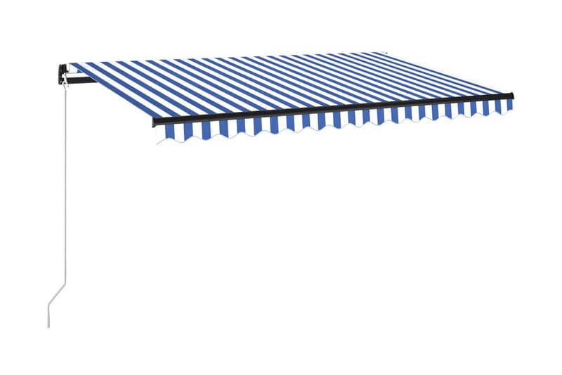Markis manuellt infällbar med LED 450x350 cm blå och vit - Blå - Utemöbler - Solskydd - Markiser - Balkongmarkis