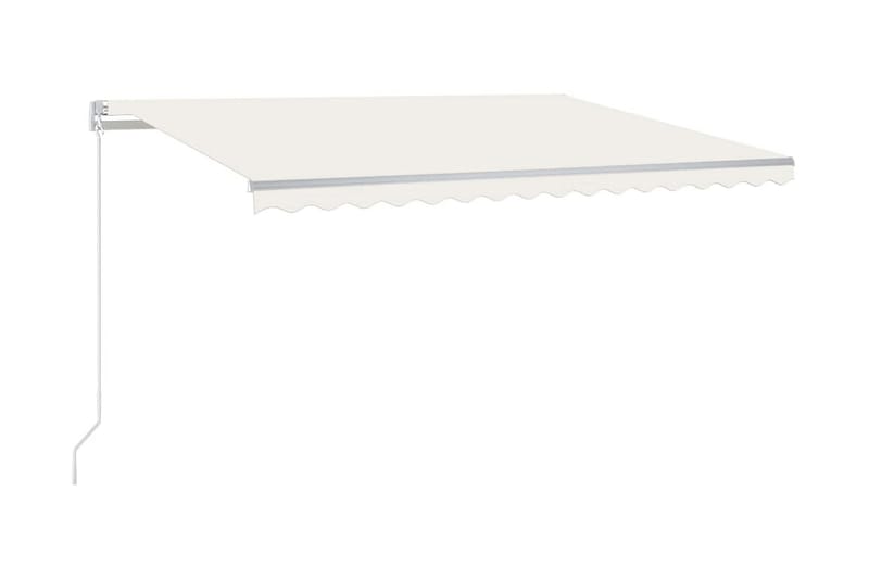 Markis manuellt infällbar med LED 450x350 cm gräddvit - Vit - Utemöbler - Solskydd - Markiser - Balkongmarkis