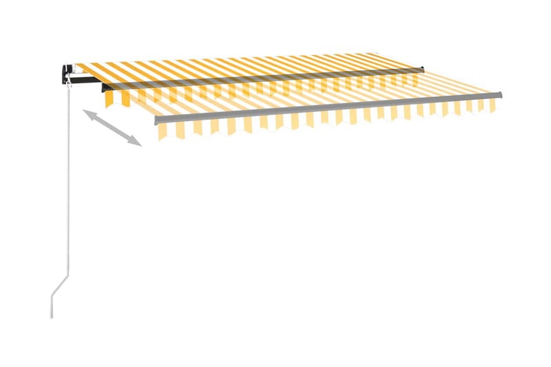 Markis manuellt infällbar med LED 450x350 cm gul och vit - Gul - Terrassmarkis - Markiser - Balkongmarkis