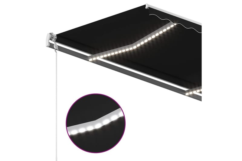 Markis manuellt infällbar med LED 4x3,5 m antracit - Grå - Utemöbler - Solskydd - Markiser - Balkongmarkis