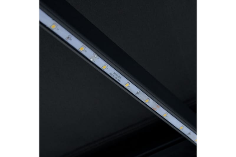Markis manuellt infällbar med LED 500x300 cm antracit - Grå - Balkongmarkis - Markiser - Terrassmarkis