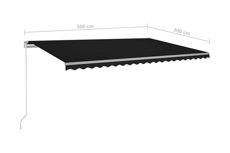 Markis manuellt infällbar med LED 500x300 cm antracit - Grå - Utemöbler - Solskydd - Markiser - Balkongmarkis