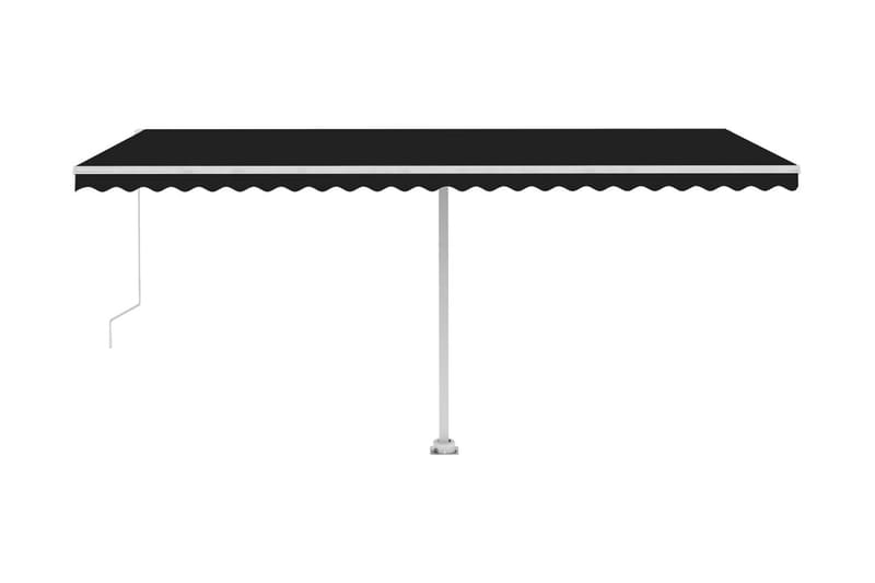 Markis manuellt infällbar med LED 500x300 cm antracit - Grå - Utemöbler - Solskydd - Markiser - Balkongmarkis