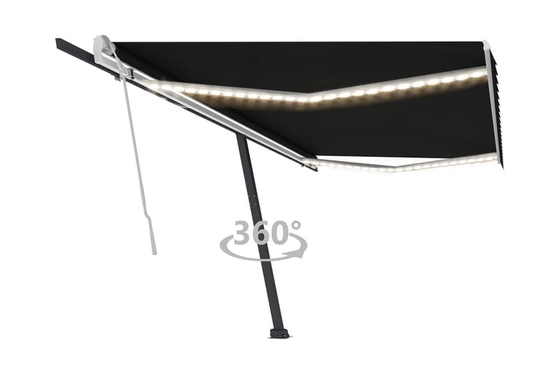 Markis manuellt infällbar med LED 500x300 cm antracit - Grå - Utemöbler - Solskydd - Markiser - Balkongmarkis