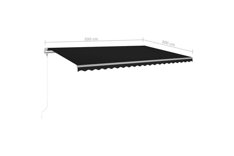 Markis manuellt infällbar med LED 500x300 cm antracit - Grå - Utemöbler - Solskydd - Markiser - Balkongmarkis
