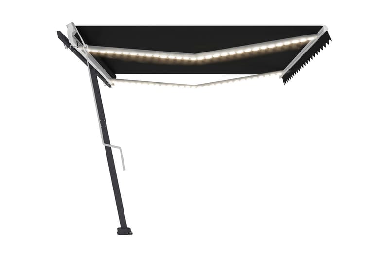 Markis manuellt infällbar med LED 500x300 cm antracit - Grå - Utemöbler - Solskydd - Markiser - Balkongmarkis